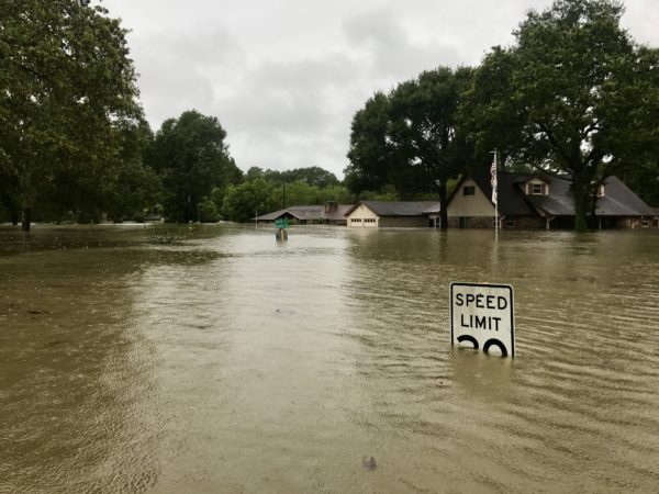 Flooded Houston streets during Hurricane Harvey